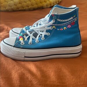 Converse Blue High Tops with beading